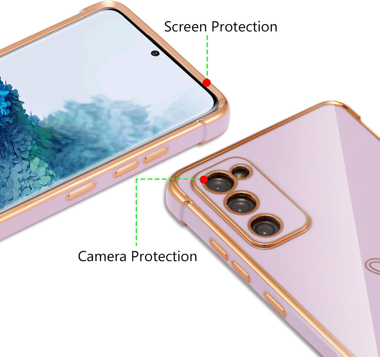 ZTOFERA Funda diseñada para Samsung Galaxy S20 FE 5G, bonito borde chapado con patrón de corazones de amor con protección para lente de cámara, para