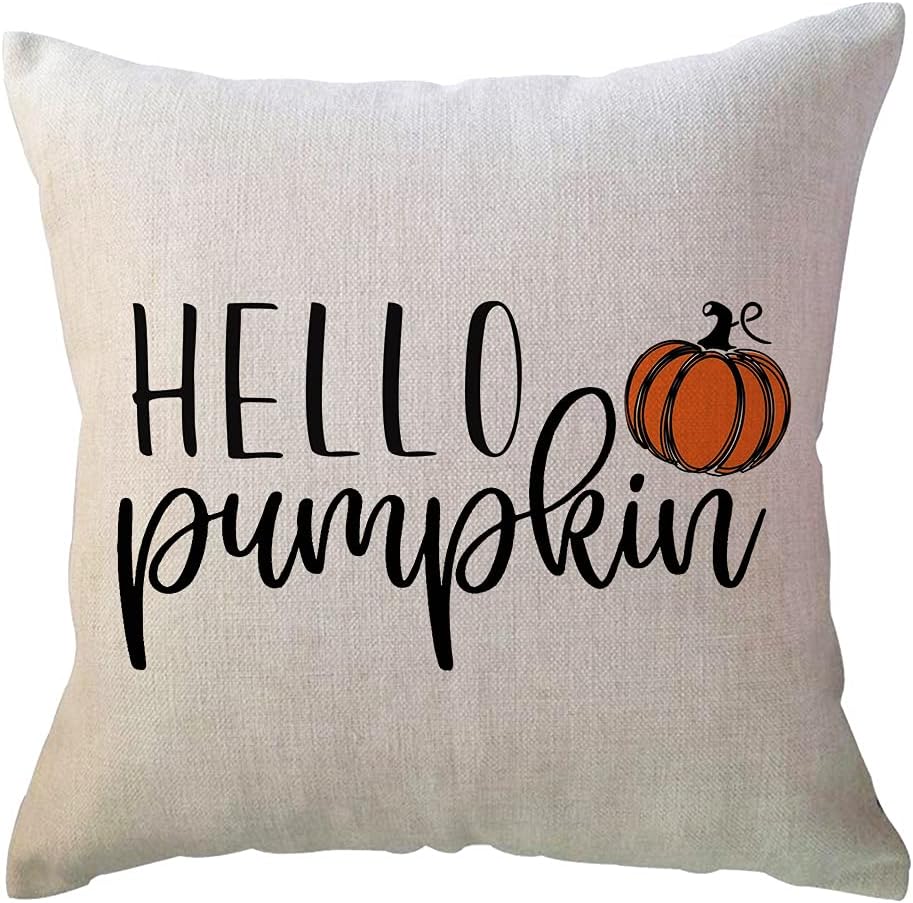ULOVE LOVE YOURSELF Hello Pumpkin – Fundas de almohada para decoración de otoño y otoño, funda de almohada de calabaza, fundas decorativas para sofá