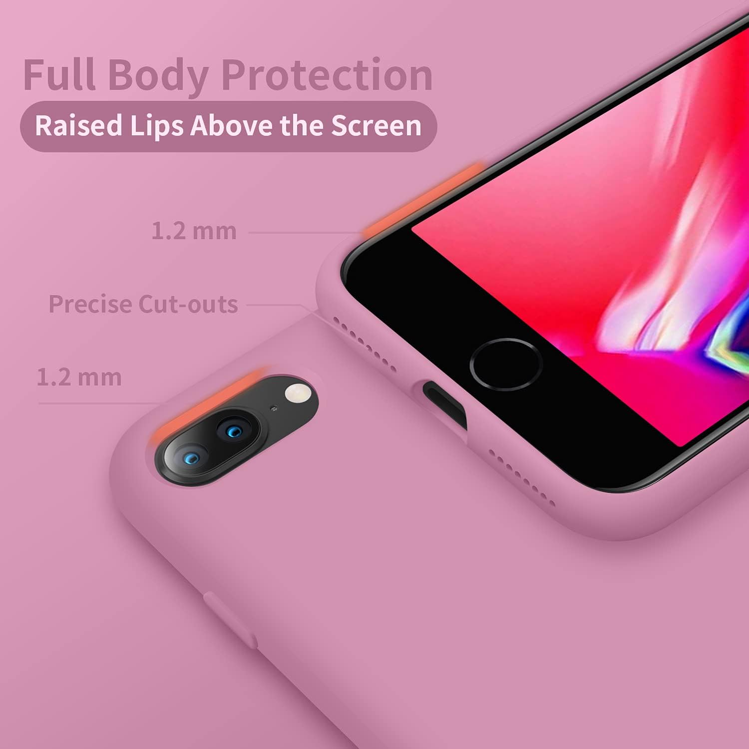 Funda Cordking de silicona para iPhone 8 Plus y iPhone 7 Plus, ultra delgada, a prueba de golpes, con forro de microfibra suave anti rayones, 5.5