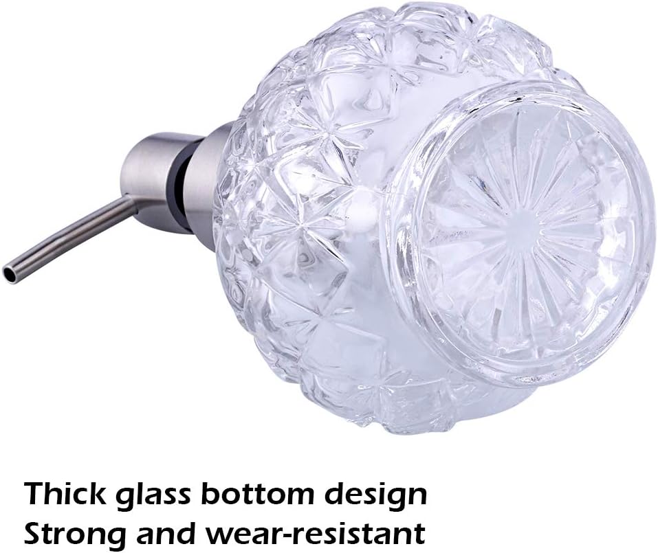 YunNasi Dispensador de jabón con bomba de acero inoxidable, diseño de cristal transparente, vintage y elegante, dispensadores de jabón líquido