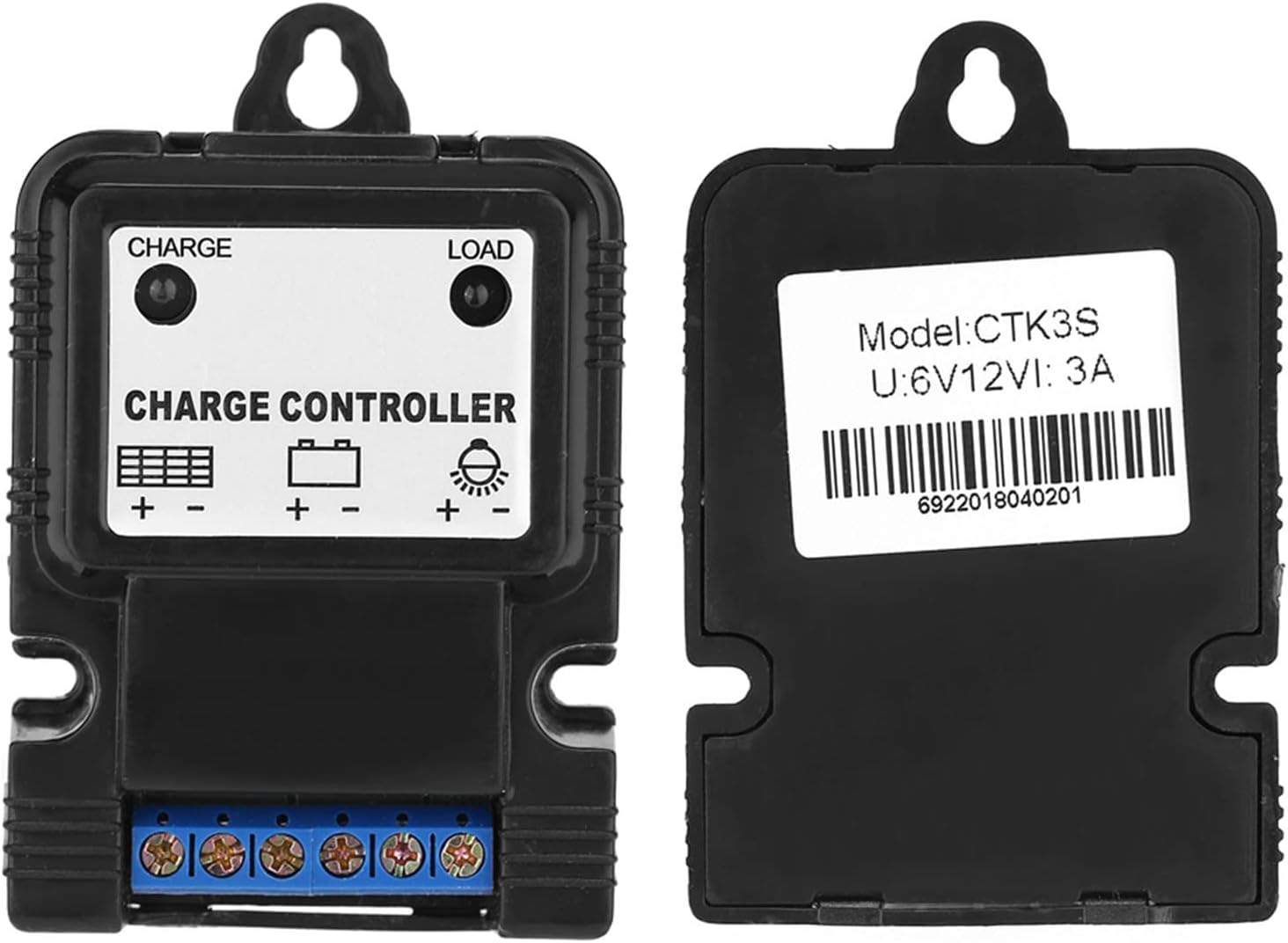 Controlador de carga solar, PWM 6V12V 3A, controlador solar portátil, cargador de panel solar, regulador de energía con indicador LED