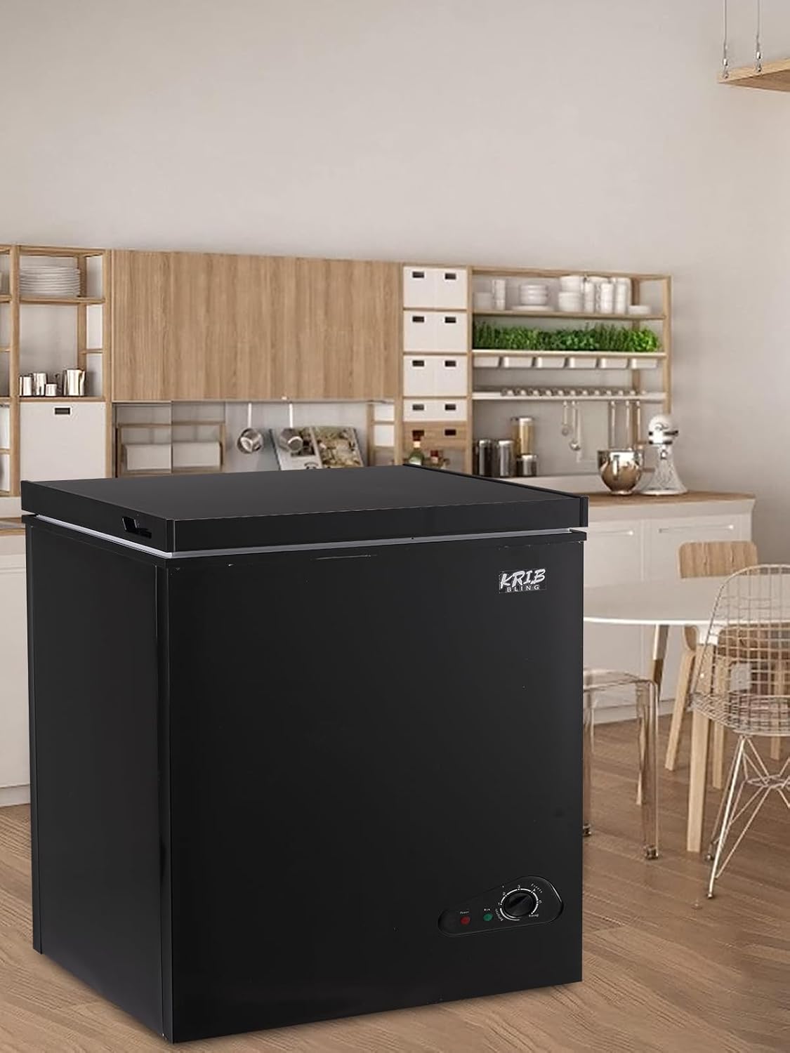 KRIB BLING Congelador de pecho de 7.0 pies cúbicos mini ajustable 7 termostato compacto congelador profundo puerta superior bajo ruido con cesta