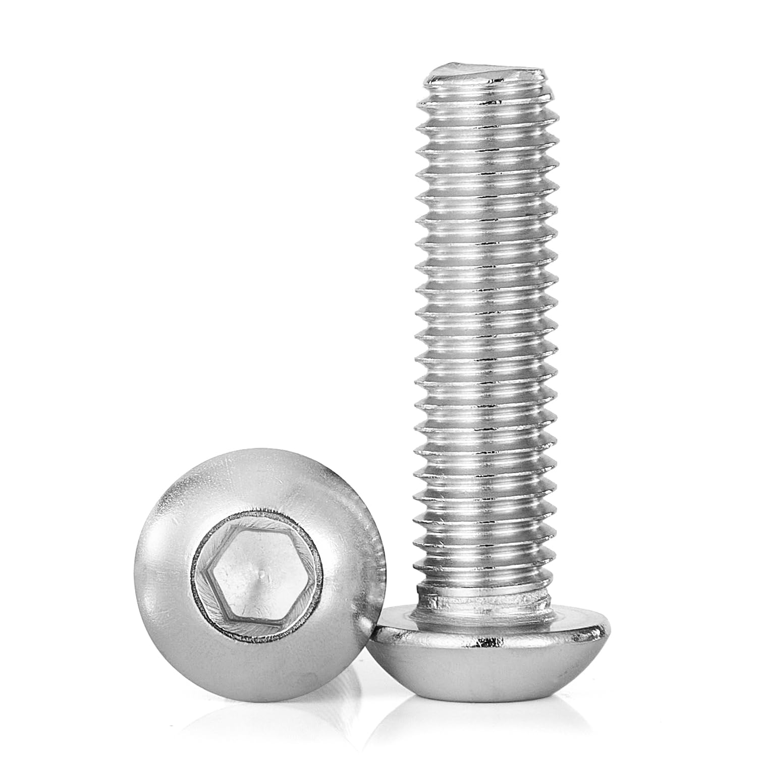 Tornillos de cabeza de botón M8-0.049 x 0.787 in, acero inoxidable 304, máquina métrica totalmente roscada, unidad hexagonal Allen, acabado