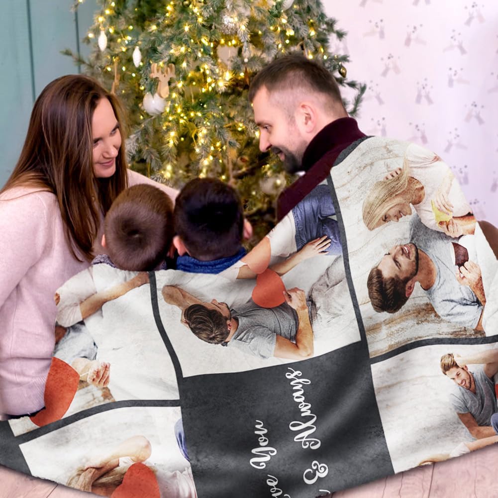 Manta de forro polar Sherpa personalizada con fotos, texto, suave, cálida y mullida, manta personalizada para parejas, regalos para novio, novia,