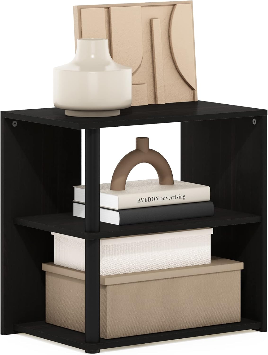 Furinno Romain – Mesa auxiliar de 2 niveles, color espressonegro