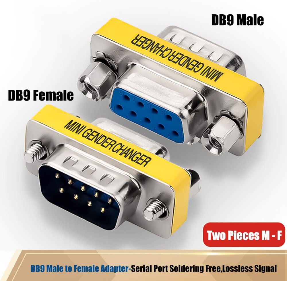 Paquete de 6 adaptadores serie RS232 de 9 pines DB9 hembra a hembra acoplador DB9 hembra a macho conector DB9 macho a macho Mini cambiador de género