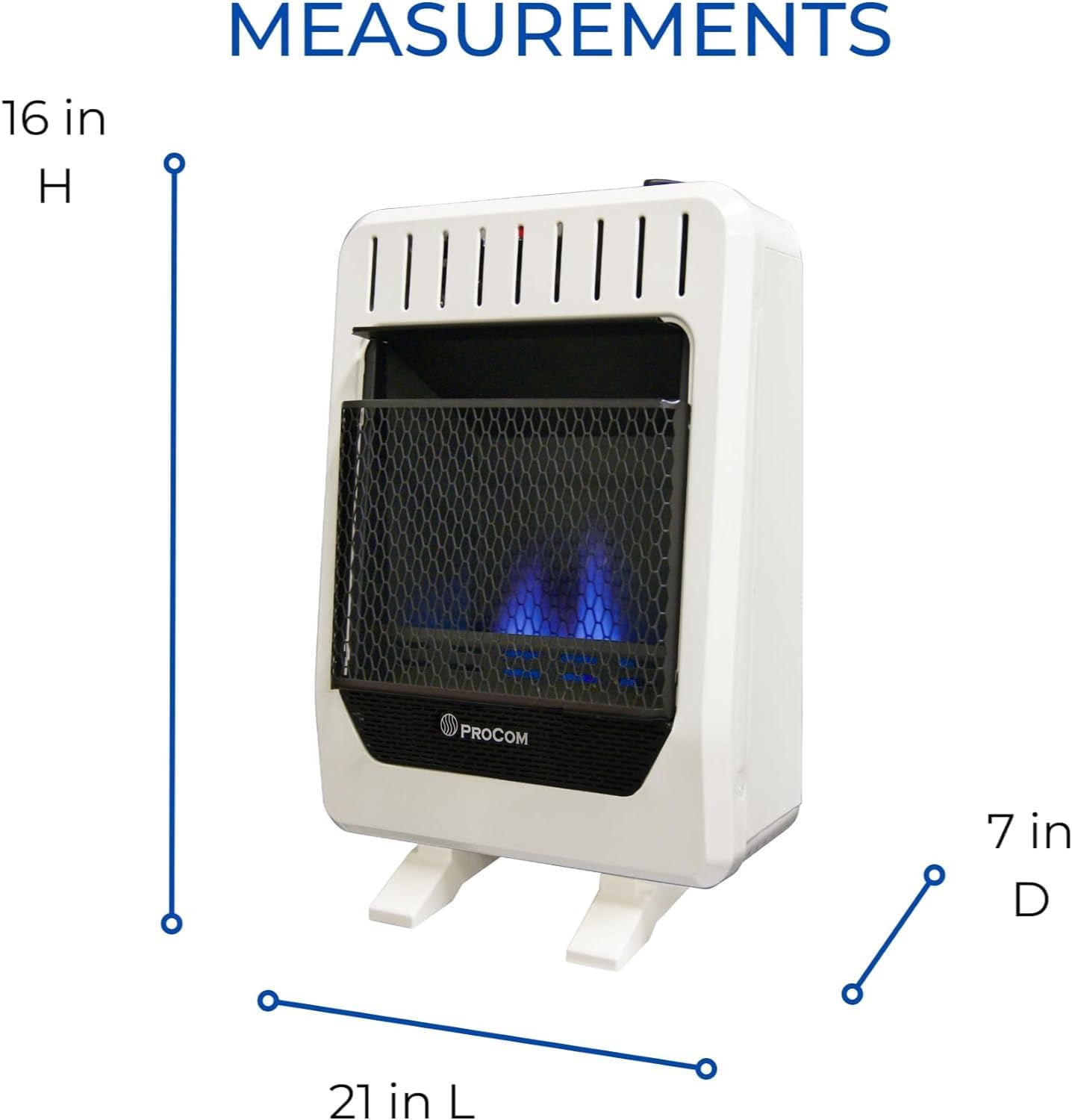 HearthSense Calentador de llama azul sin ventilación de combustible dual con base – 10,000 BTU, control manual – Modelo # BF10M-B