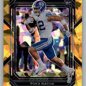 2023 Panini Prizm Draft Picks Prizms Gold Ice #197 Puka Nacua BYU Cougars Official NCAA Football Card in Raw (NM or Better) Condition 2023 Panini Prizm Draft Picks Prizms Gold Ice #197 Puka Nacua BYU Cougars Official NCAA Football Card in Raw (NM or Better) Condition