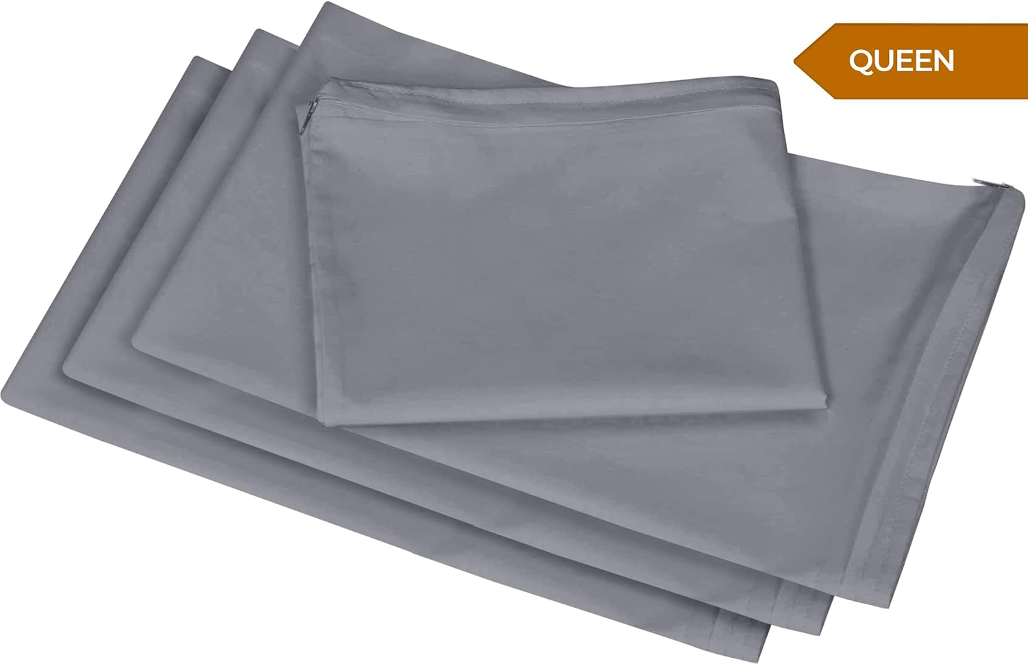 Utopia Bedding Protector de almohada impermeable con cremallera (paquete de 4) Queen Grey – Funda de almohada a prueba de chinches de 20 x 28
