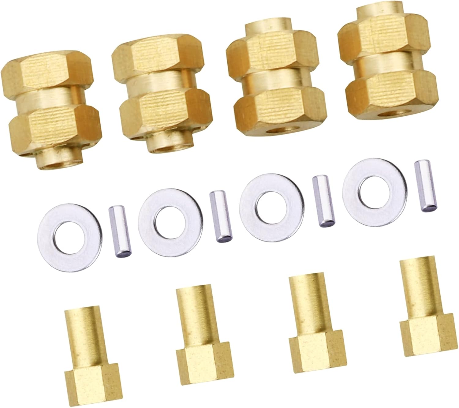 Hobbypark Nudillos de dirección, pesos de rueda de diferencia, cubierta delantera y trasera, extendida de 0.276 in, adaptadores de cubos hexagonales