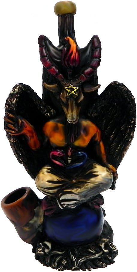 Baphomet – Figura de cabra sabática hecha a mano, arte satánico, cuenco de coco natural, regalos ocultos espirituales para fumadores