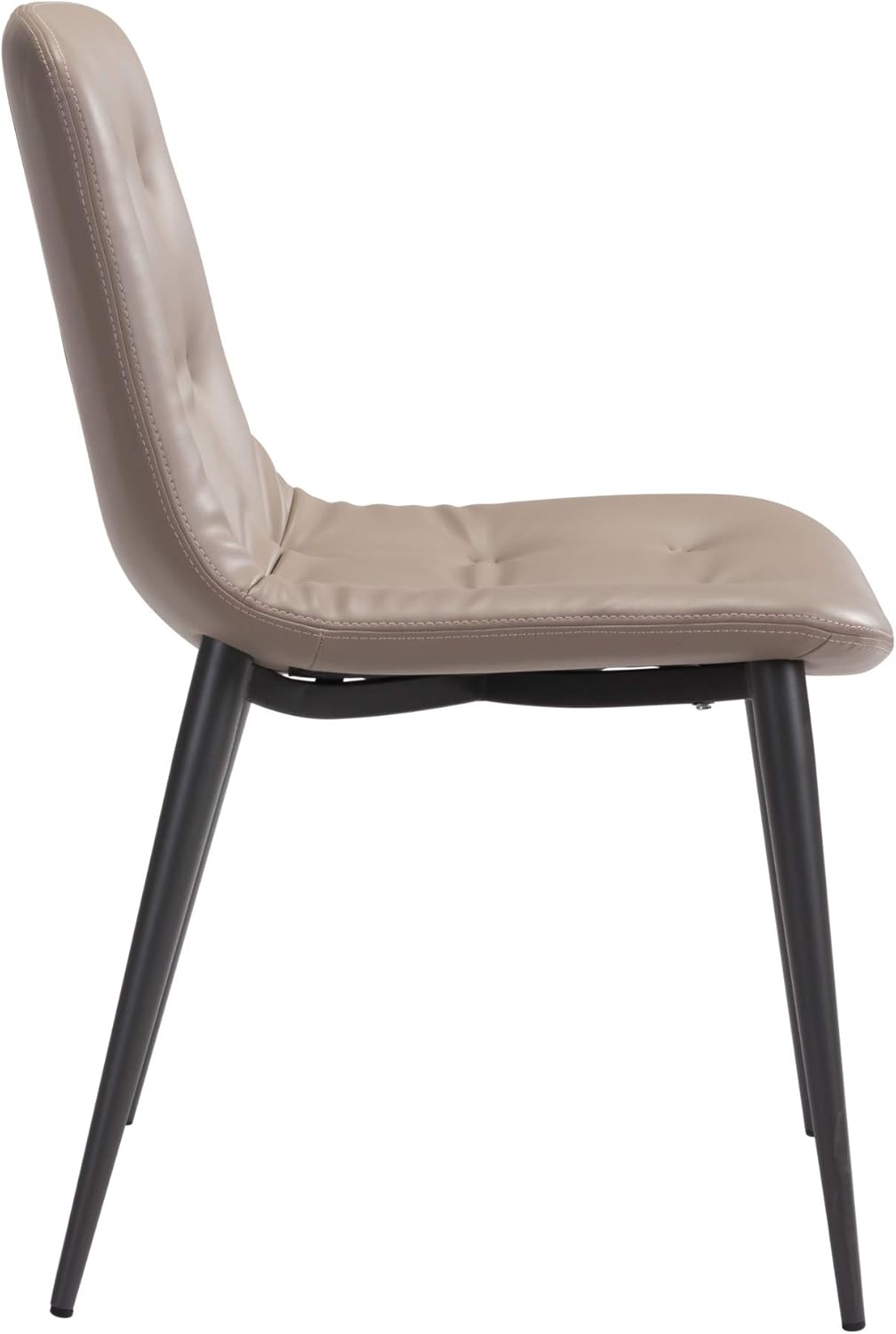 Zuo Modern Tangiers Juego de sillas de comedor de acero, espuma, cuero sintético gris topo, capacidad de peso interior de 280 libras Dimensiones