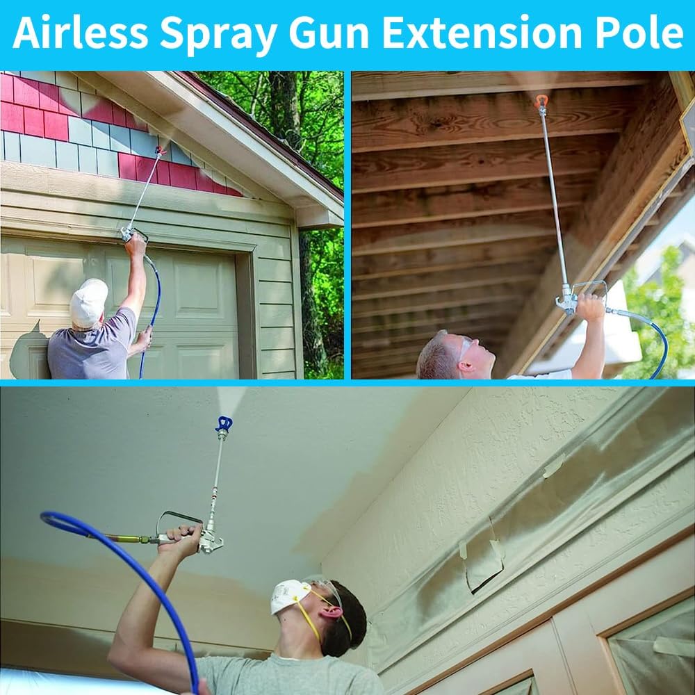 Spray freely Juego de 2 postes de extensión, extensiones de punta de pistola de pulverización sin aire, punta de pistola rociadora de pintura sin