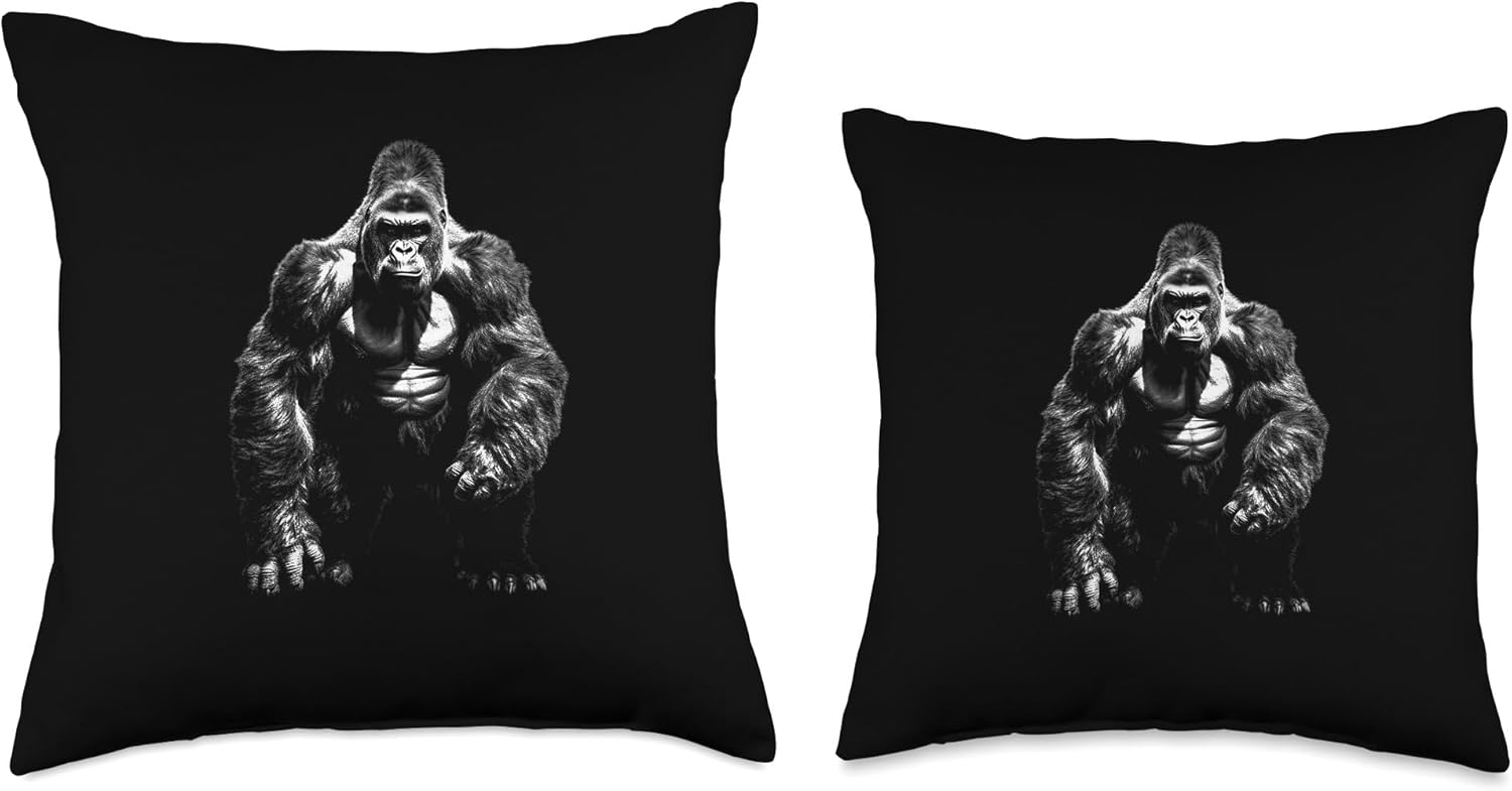 Wild Vibes Face Angry Growling Scary Silverback Gorilla – Almohada (16 x 16 pulgadas), multicolor