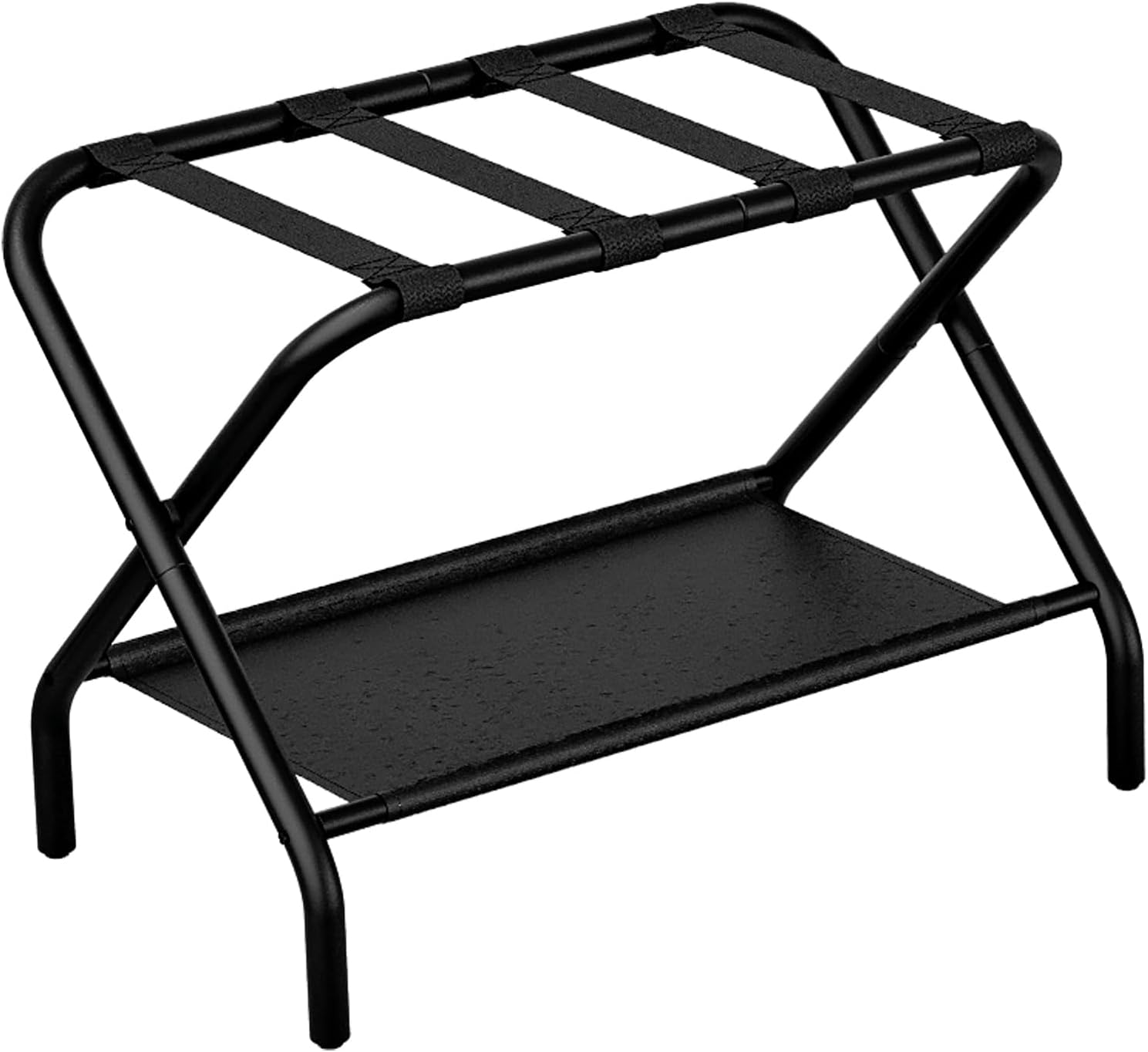 Smart FENDEE Portaequipajes para habitación de invitados, soporte plano plegable para maleta con estante de tela, soporte de equipaje portátil de
