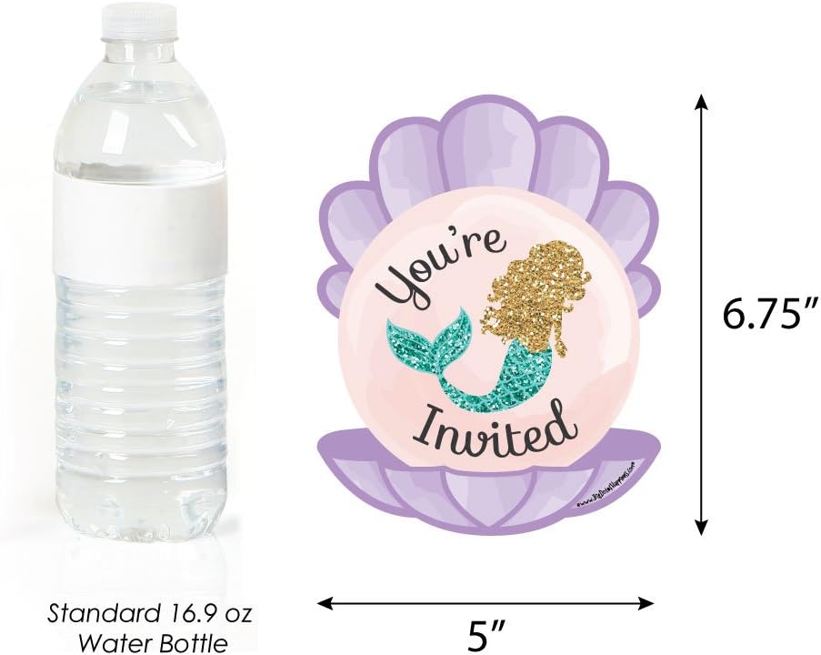 Big Dot of Happiness Let’s Be Mermaids – Invitaciones de relleno en forma de baby shower o fiesta de cumpleaños con sobres, juego de 12