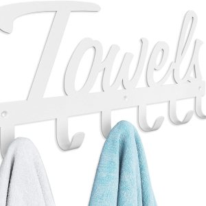 Livelab Toallero, toallero para baño montado en la pared, 6 ganchos blanco para ahorrar espacio en el baño, impermeable, resistente al óxido, fácil Livelab Toallero, toallero para baño montado en la pared, 6 ganchos blanco para ahorrar espacio en el baño, impermeable, resistente al óxido, fácil