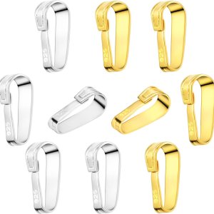 OHINGLT 10 piezas de fianzas para hacer joyas, plata de ley 925, material de pellizco para colgantes, elegante y exquisito cierre colgante para OHINGLT 10 piezas de fianzas para hacer joyas, plata de ley 925, material de pellizco para colgantes, elegante y exquisito cierre colgante para