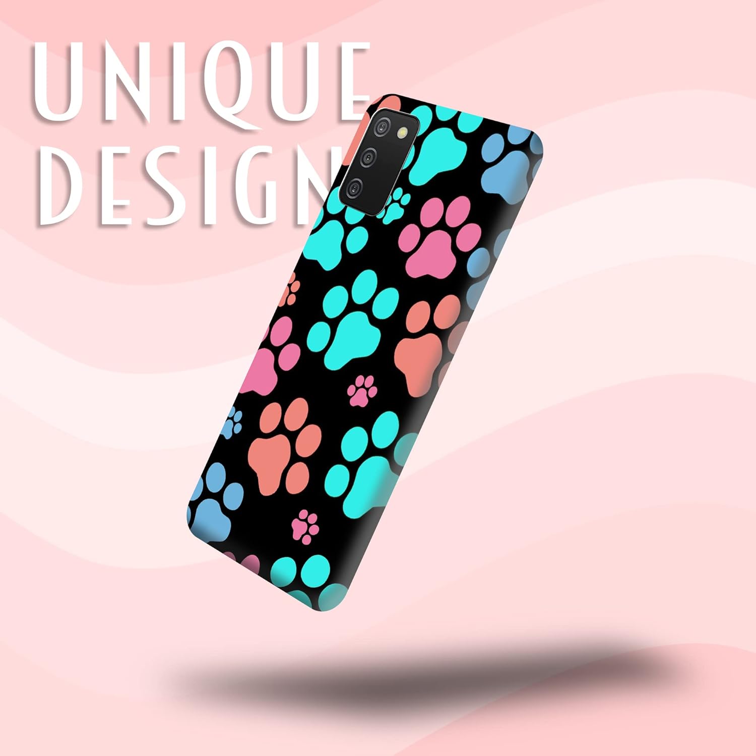 Glisten – Funda para Samsung Galaxy A03s, Samsung A03s – Diseño de huella de perro impreso de plástico delgado a presión en la parte trasera