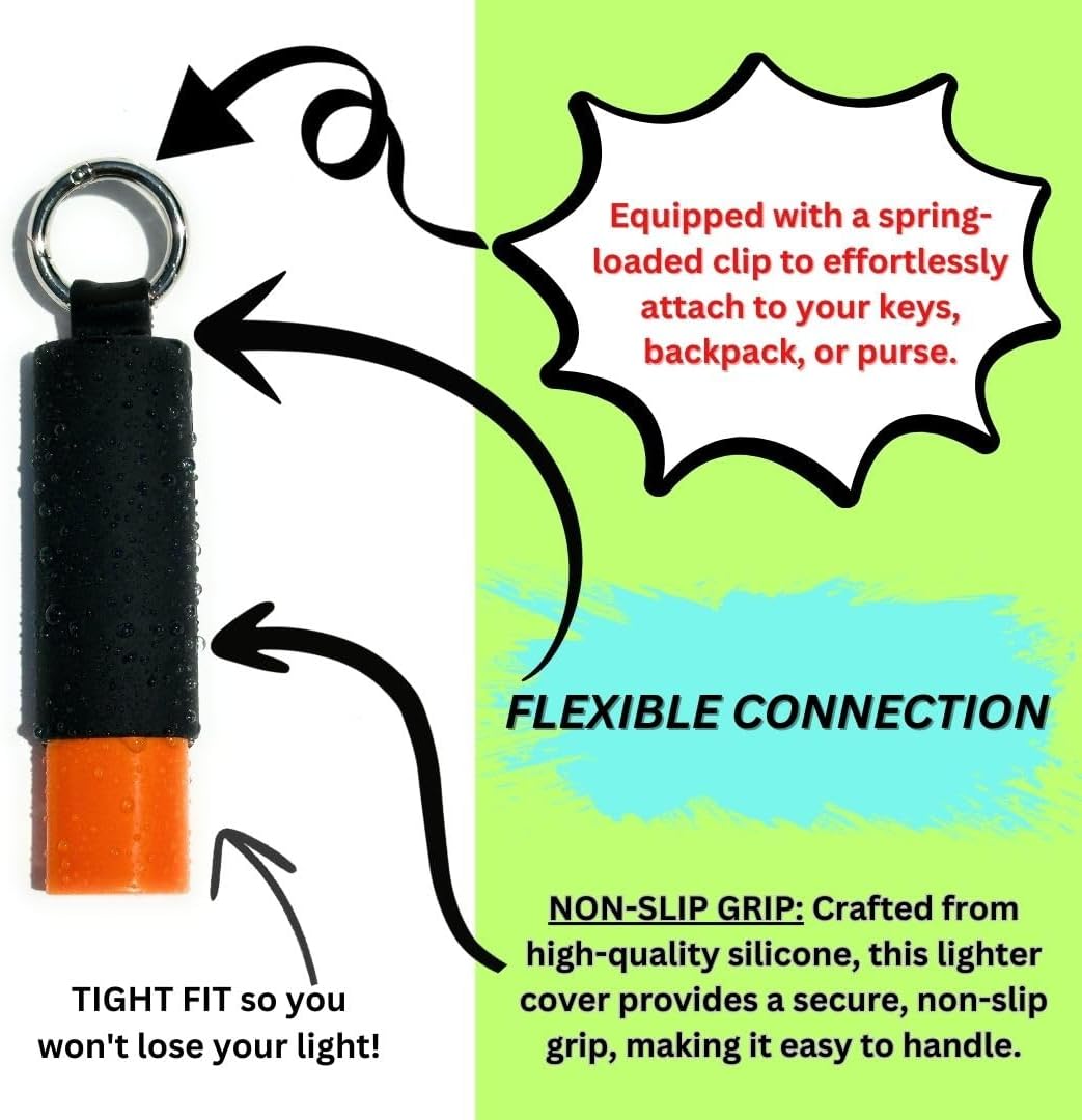 Llavero con soporte para encendedor con clip de resorte, compatible con encendedores BIC J6 de tamaño completo, encendedor no incluido, llavero más