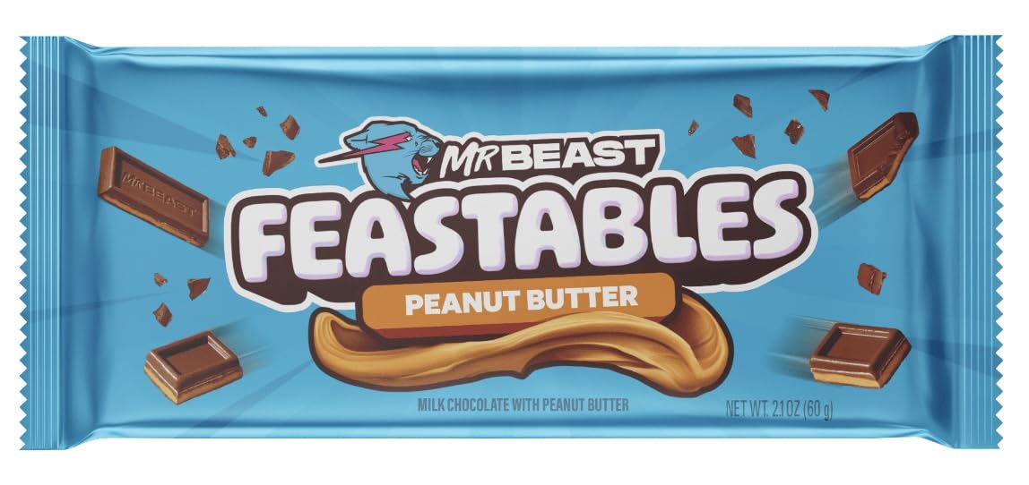 Feastables Beast Bar – Paquete de chocolate con leche, mantequilla de maní de chocolate con leche, crujiente de leche, barras de bestia de chocolate