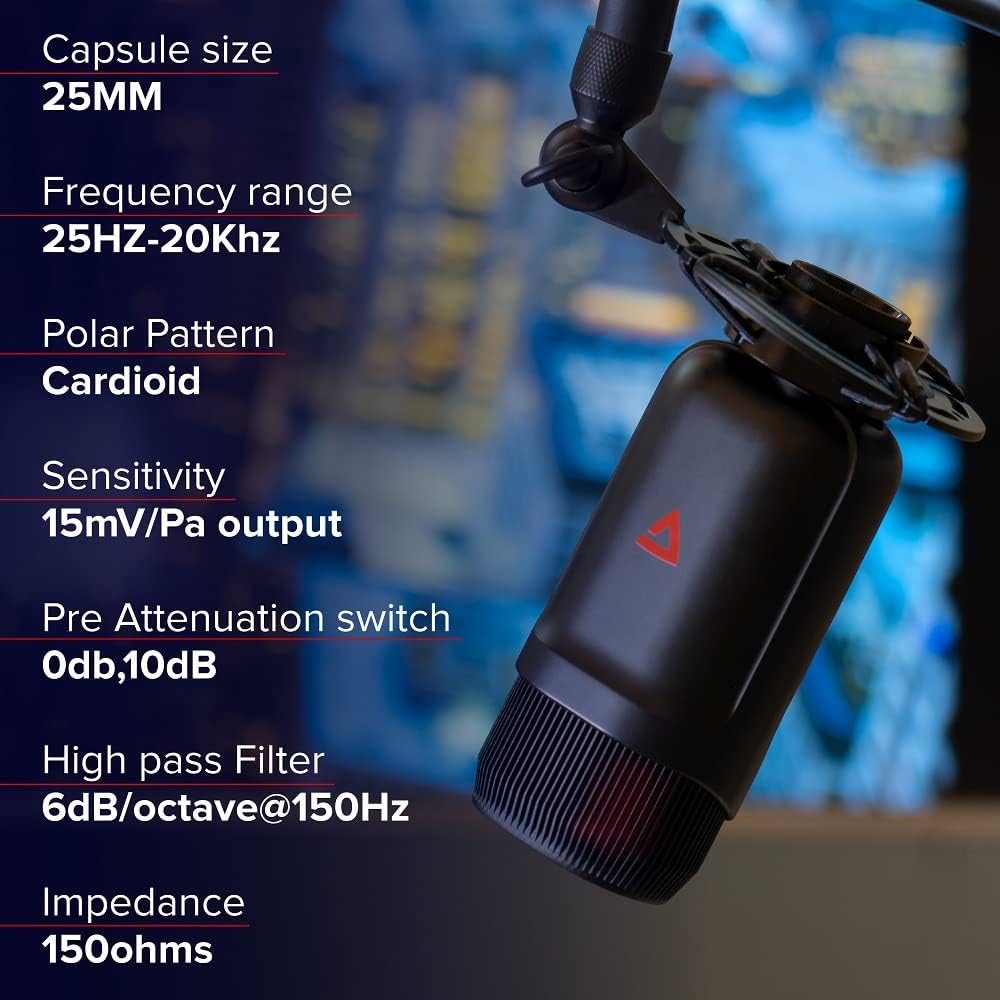 THRONMAX Micrófono XLR con paquete de montaje de impacto, micrófono de condensador cardioide analógico Mdrill Zone XLR, micrófono multipropósito de
