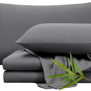 YIYEA Sábanas de cama tamaño King, 100% viscosa orgánica derivada del bambú, sábanas refrescantes transpirables de 400 hilos de lujo para personas YIYEA Sábanas de cama tamaño King, 100% viscosa orgánica derivada del bambú, sábanas refrescantes transpirables de 400 hilos de lujo para personas