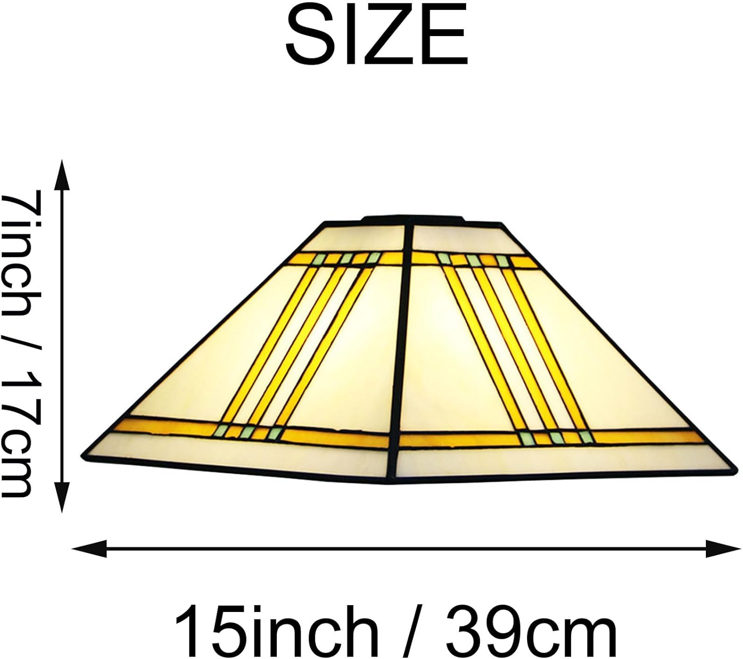 Pantalla Tiffany de repuesto para lámpara Tiffany de 12 pulgadas, pantalla cuadrada beige con tapa para lámpara de mesa, lámpara colgante, accesorio