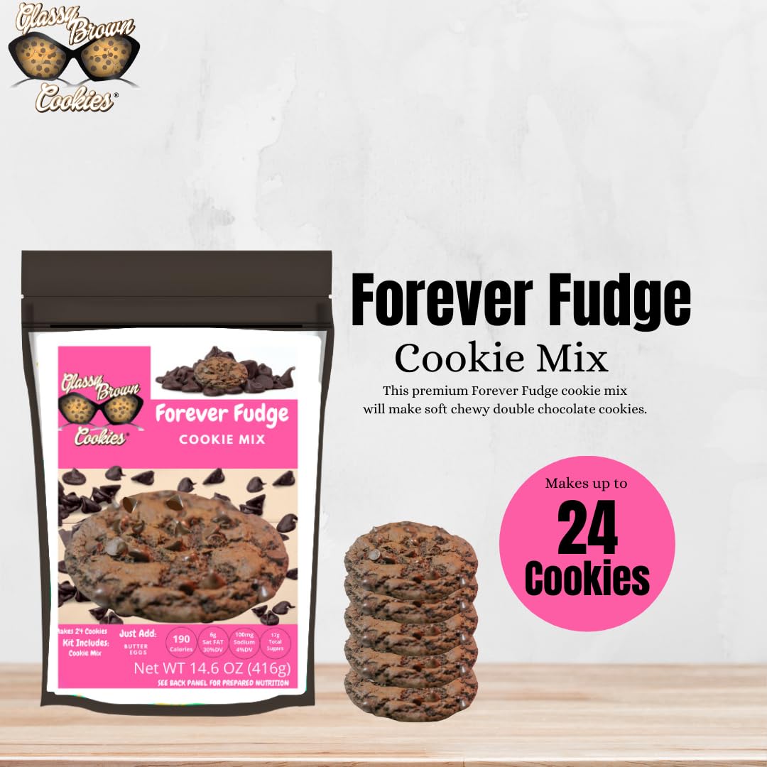 Glassy Brown Cookies – Forever Fudge Cookie Mix  Paquete variado de galletas suaves  Forever Fudge comestible para masa de galletas  Galletas de