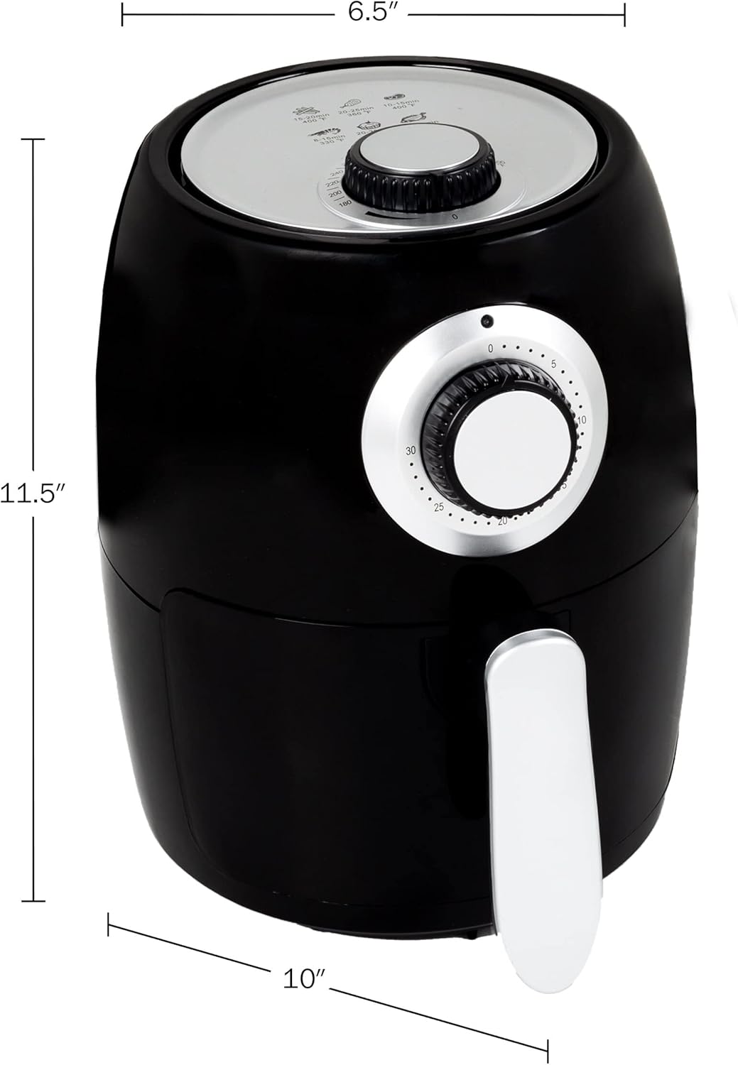 Freidora de aire eléctrica de 2.3 cuartos de galón (negro) plástico negro