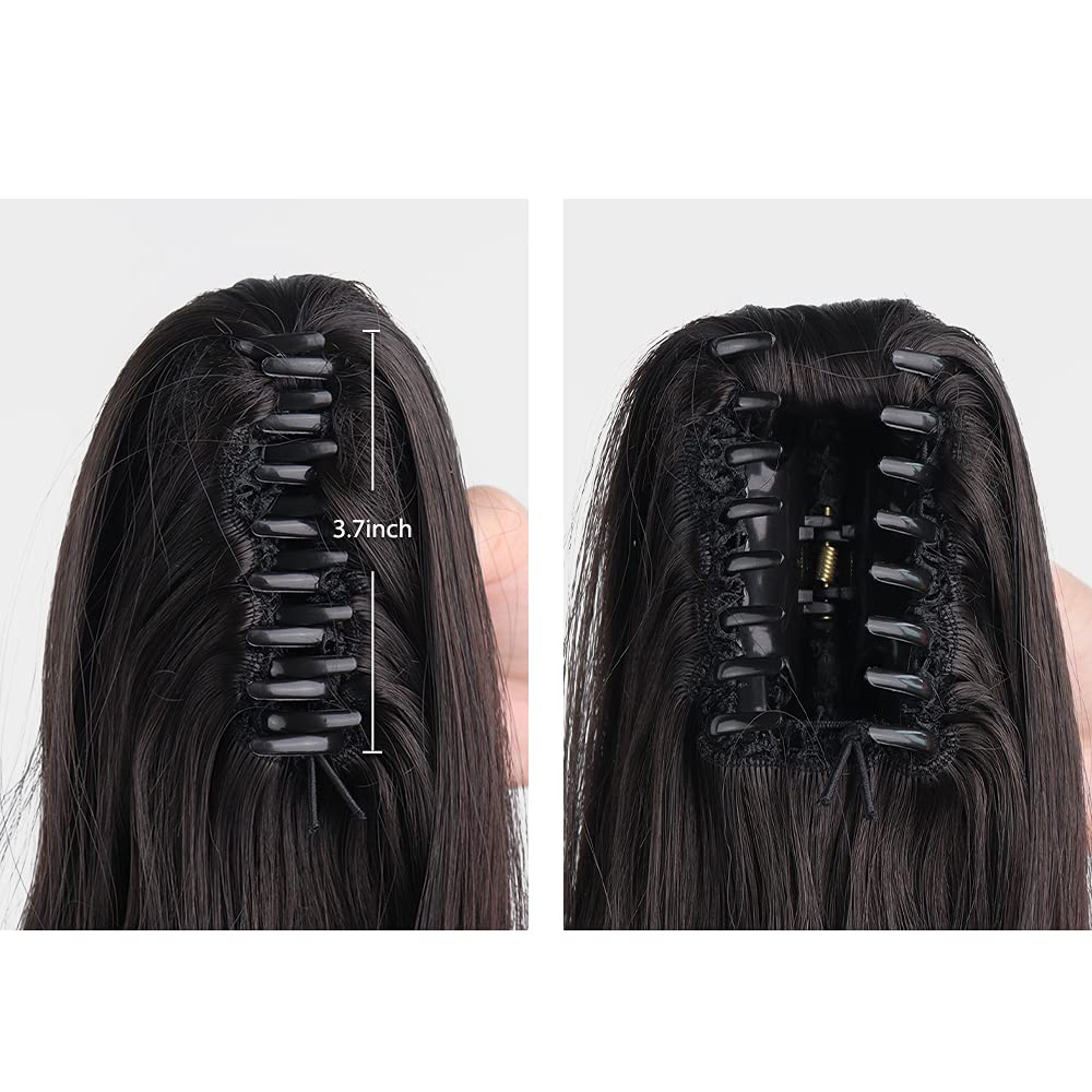 HSPJHTM – Extensión de cola de caballo color negro, extensiones de cabello rizado para mujer, extensiones de cabello sintético de cola de caballo de