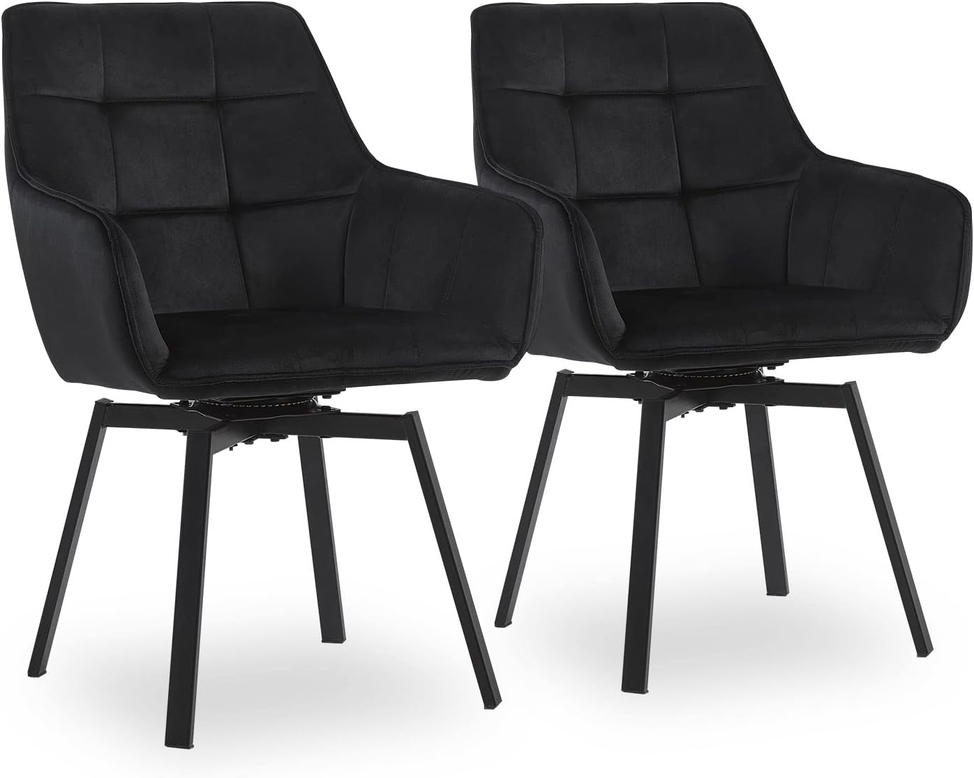 CLIPOP Juego de 2 sillas giratorias modernas, sillas giratorias de comedor para cocina, sillas de comedor de terciopelo con brazo, patas de metal