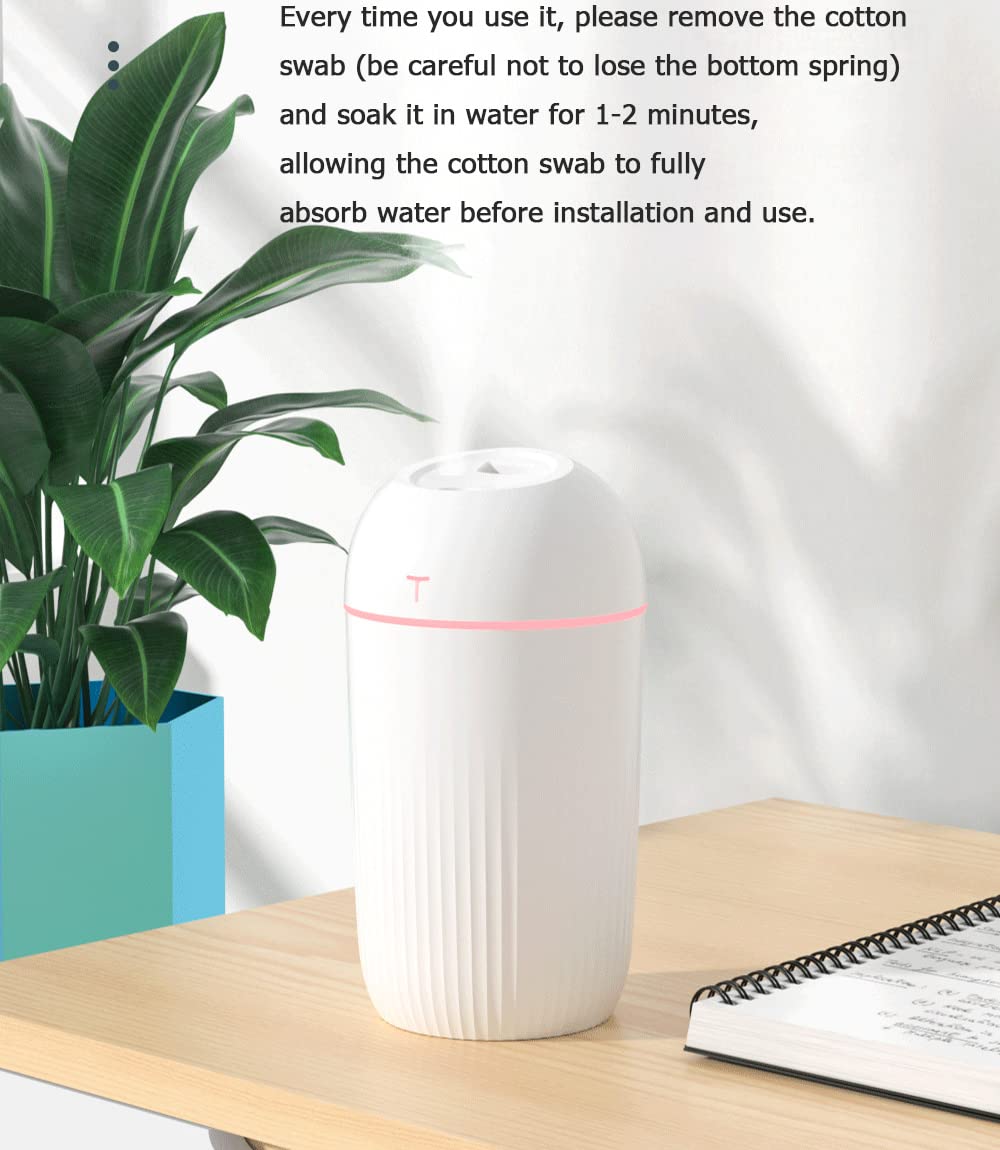 YinQin Mini humidificadores USB de 14.2 fl oz con 2 barras de filtro de repuesto de 7 colores, luz nocturna portátil de niebla fría, humidificador