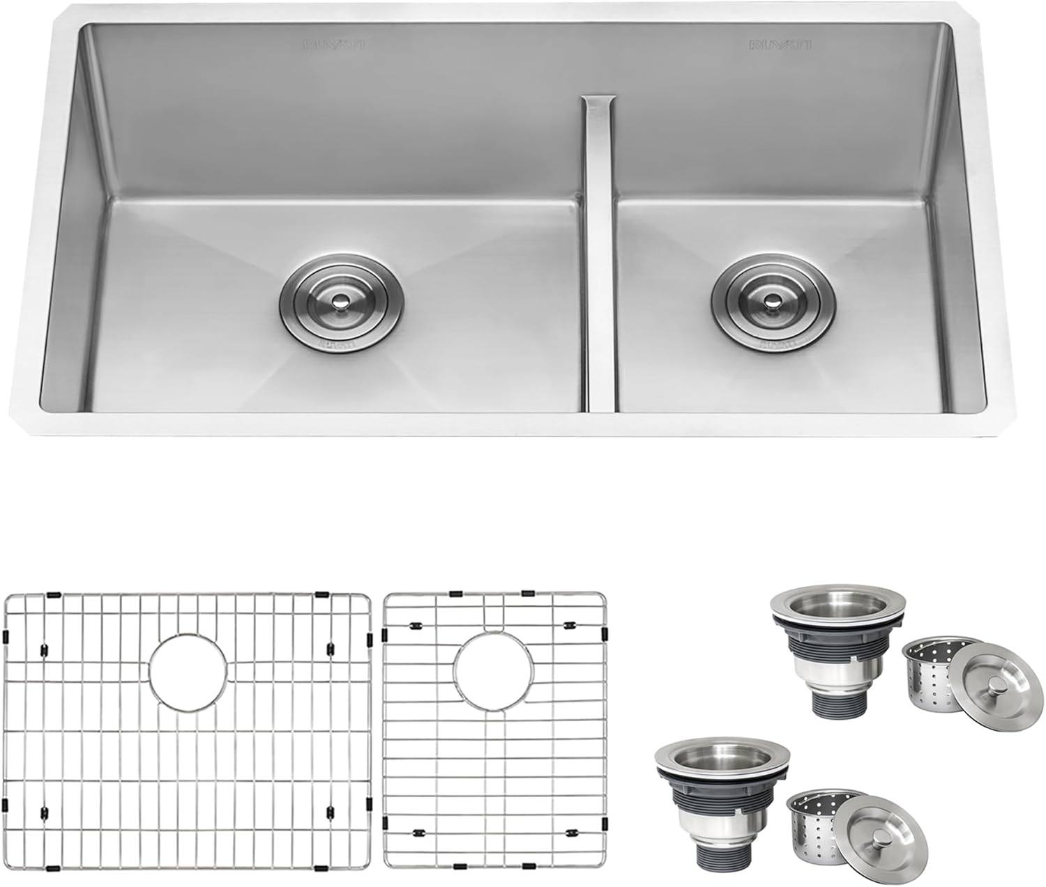 Ruvati RVH7419 – Fregadero de cocina de acero inoxidable de calibre 16 de 33 pulgadas, radio apretado 6040 de bajo división