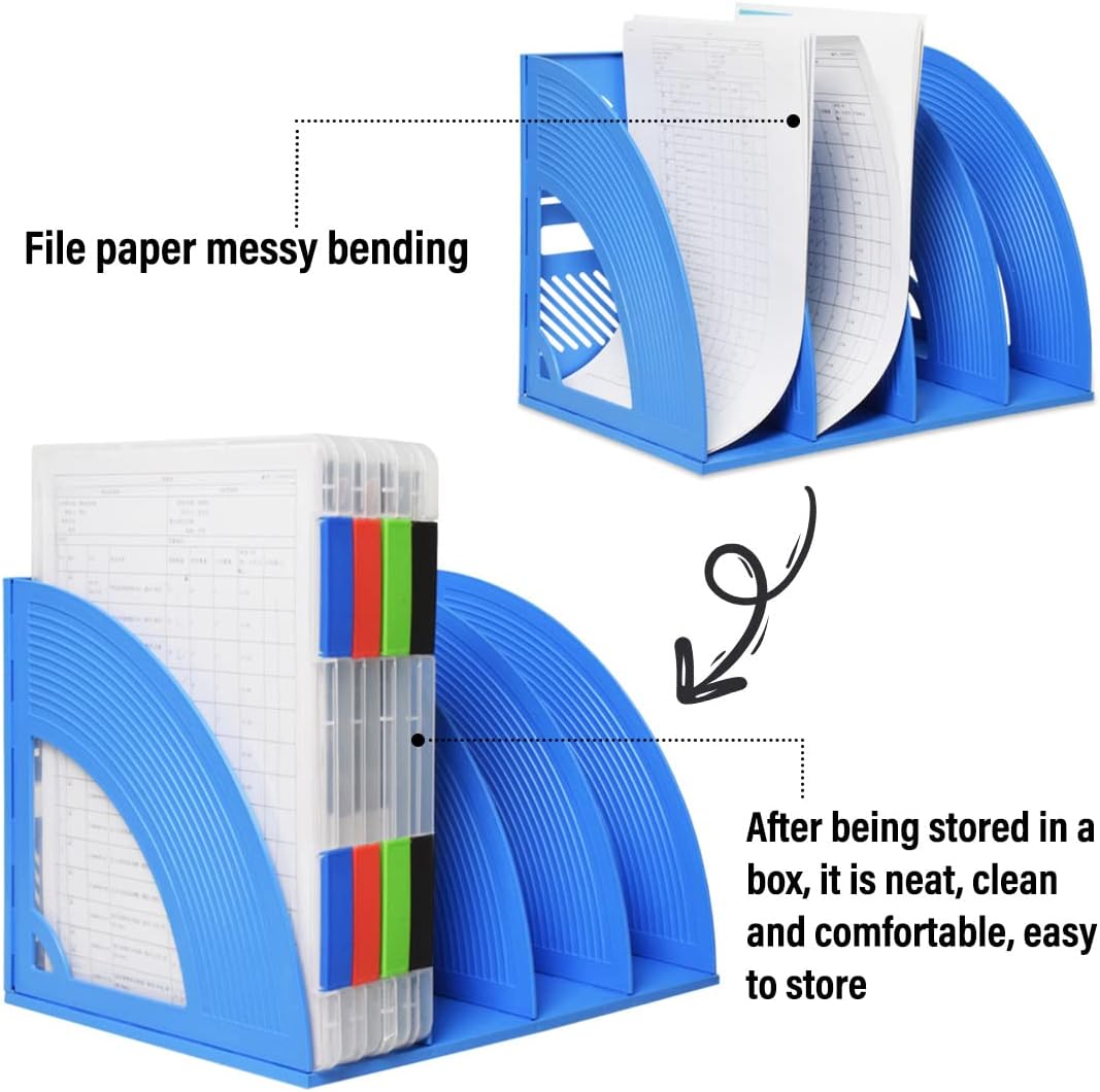 Lemical Caja de archivos portátil A4 para revistas, organizador de documentos con cierre de hebilla, contenedor de plástico transparente,