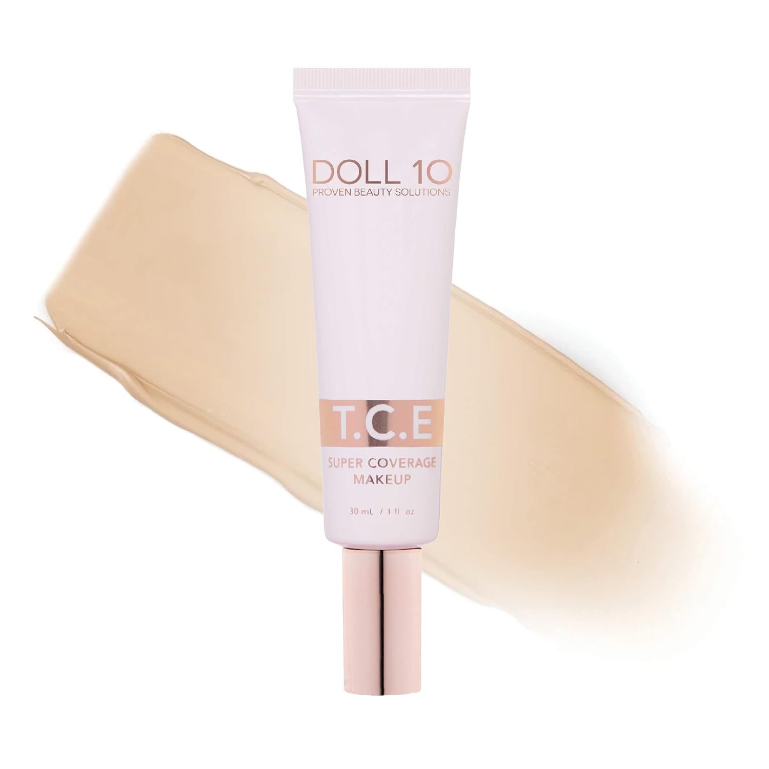 Doll 10 T.C.E. Super Coverage Serum Makeup – Base de cobertura completa, corrección de color, brillo (ligero)