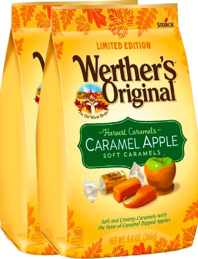Werther’s Original Limited Edition Halloween Pumpkin SpiceCaramelo Apple Caramelos suaves  9.4 onzas (manzana caramelo, 2)