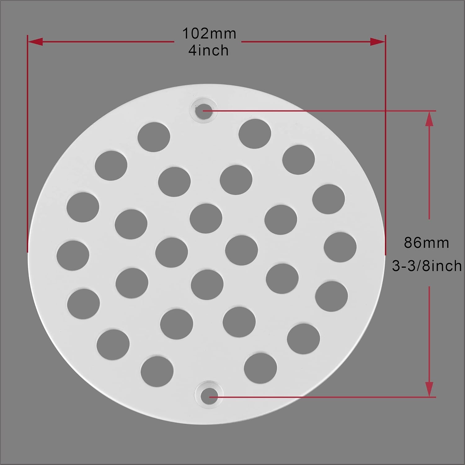 Colador de ducha atornillado de 4 pulgadas Tapa de drenaje Colador de piso de repuesto (blanco)