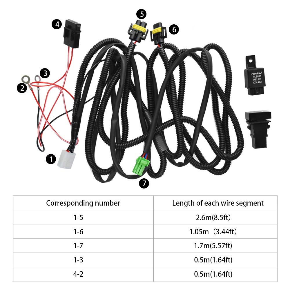 H11 880 881 H9 H8 Lámpara de luz antiniebla Arnés de cableado Conector de cable con relé de 40 A e interruptor de encendidoapagado Kits apto para