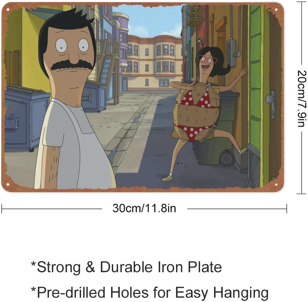 Póster de película The Bob’s Burgers con logotipo de estaño, estilo metálico, cafetería, bar, garaje, puerta de jardín, decoración de pared, 8 x 12