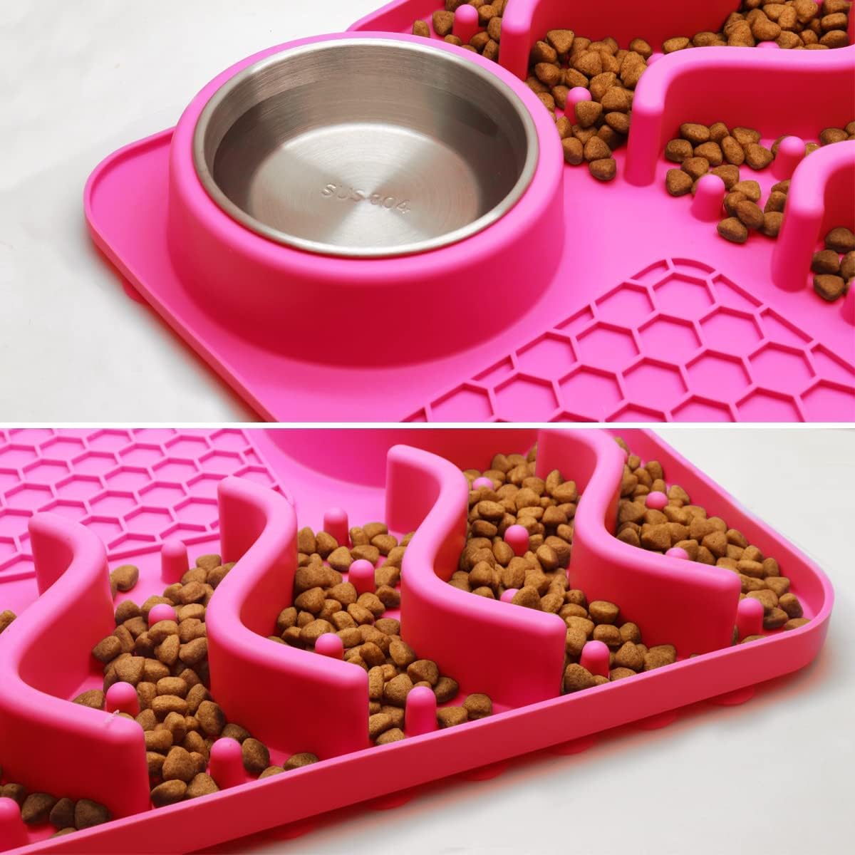 ZILLY Tapete de silicona para lamer perro con ventosas de alimentación lenta y rompecabezas, reductor de ansiedad y aburrimiento (rosa, grande de 17