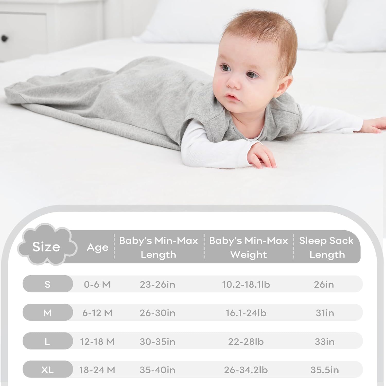 Yoofoss Saco de dormir para bebé de 3 a 6 meses, 100% algodón, 0.5 TOG, saco de dormir para bebé, cremallera de 2 vías, paquete de 3 unidades,