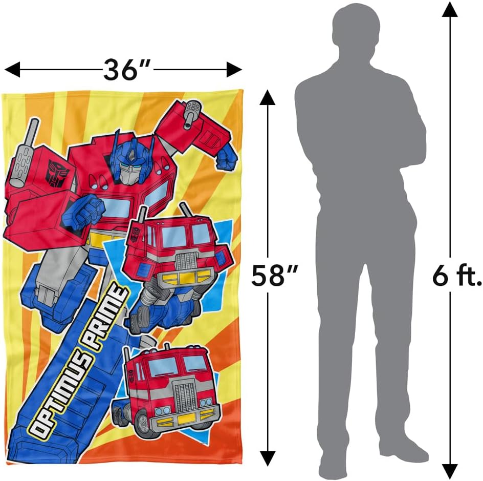 LOGOVISION Manta Transformers, 36 x 58 pulgadas, Optimus Prime Transform Fleece Blanket