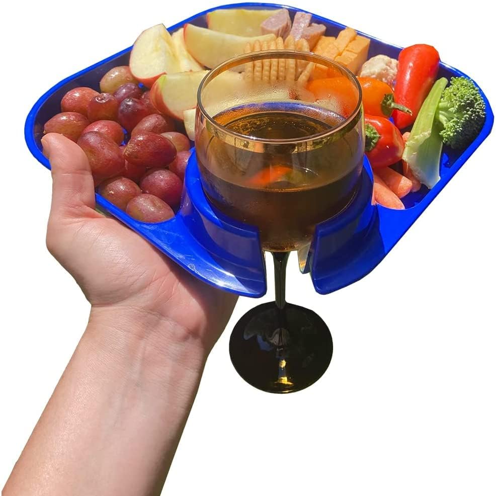 Platos de plástico reutilizables para fiestas con portavasos integrado, juego de 6 platos de fiesta y tazas para niños o adultos para fiestas en