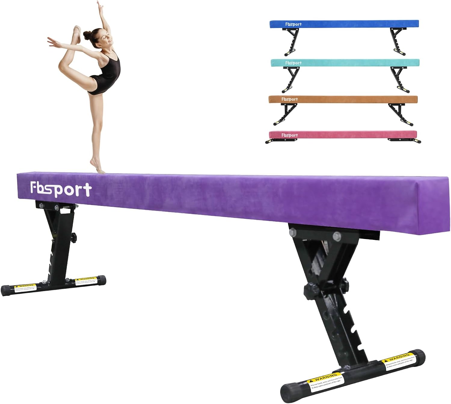FBSPORT Haz de equilibrio ajustable de 8 pies equipo de gimnasia de haz alto y bajo para niños y adultos, haz de gimnasia para entrenamiento,