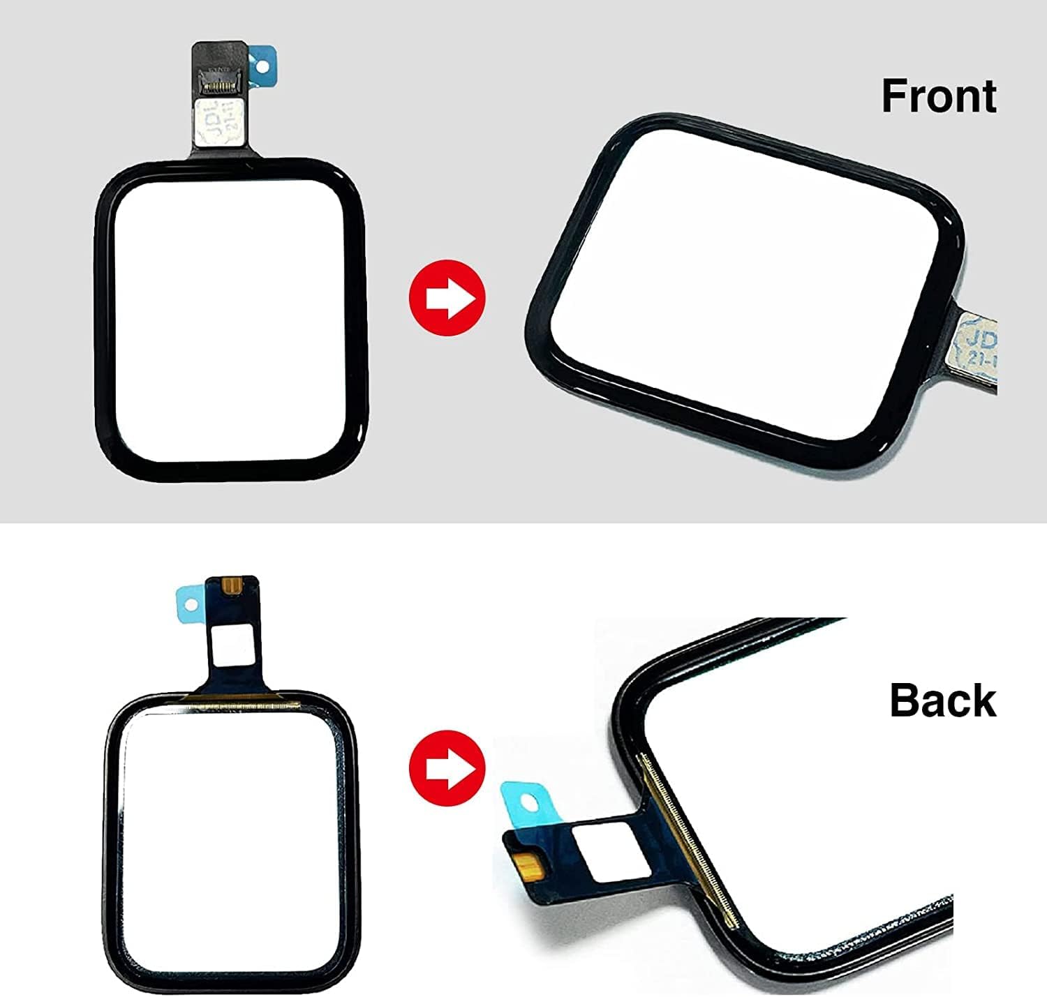 Reemplazo de lente de cristal frontal y digitalizador táctil compatible con Apple Watch Series 5 de 1.575 pulgadas1.732 pulgadas (sin pantalla LCD)