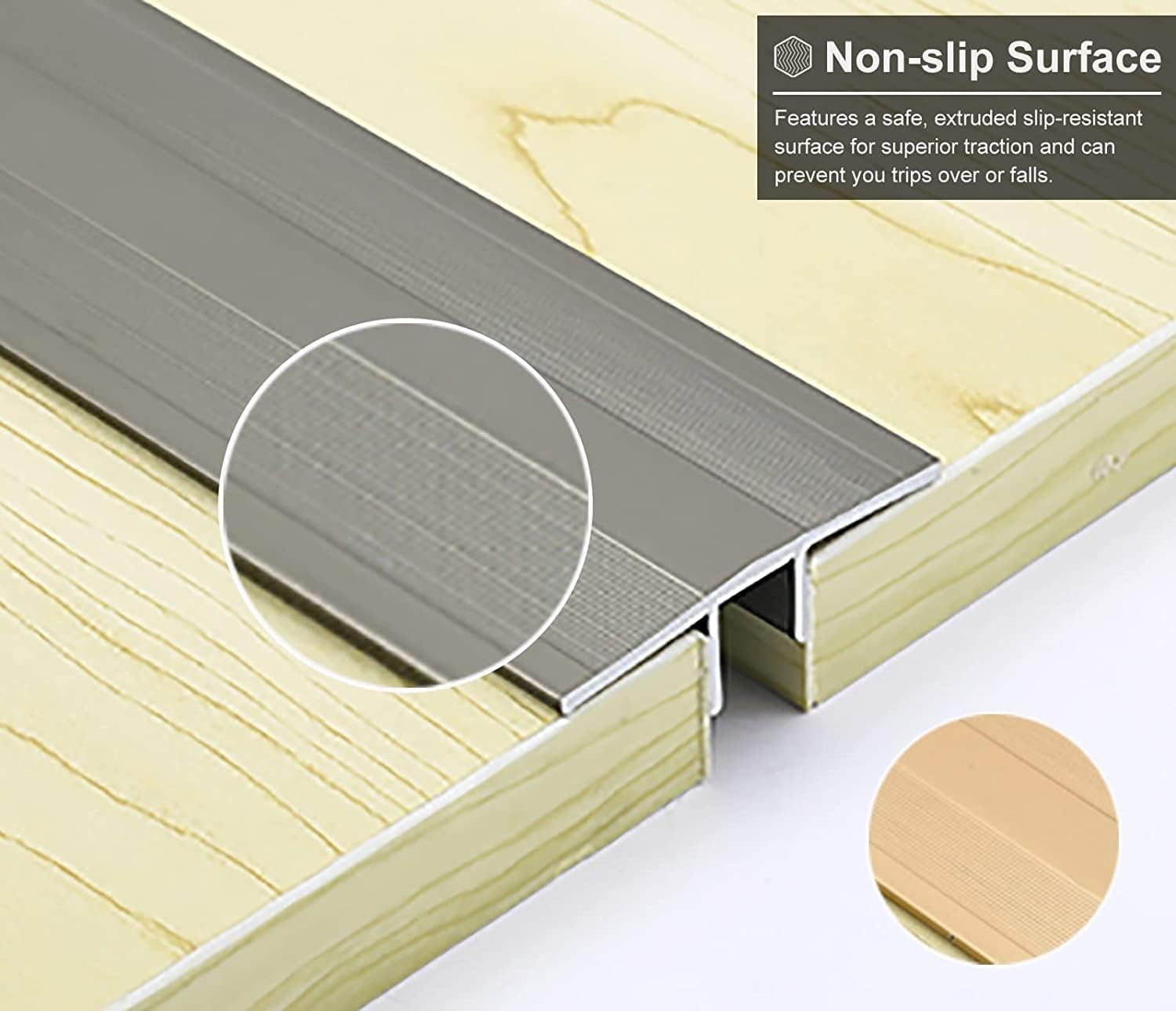 T-Shaped Threshold Strips Flooring Transition Strip Non-Slip Transition Bars Floor Reducer Vinyl Edge Trim for Interior Doors