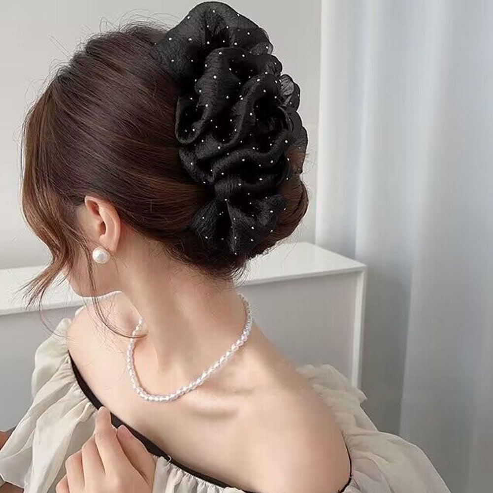 2 pinzas para el cabello de seda, de gasa, pinzas grandes con diamantes de imitación, lazos, pinzas para el cabello, barrtette, accesorios para el