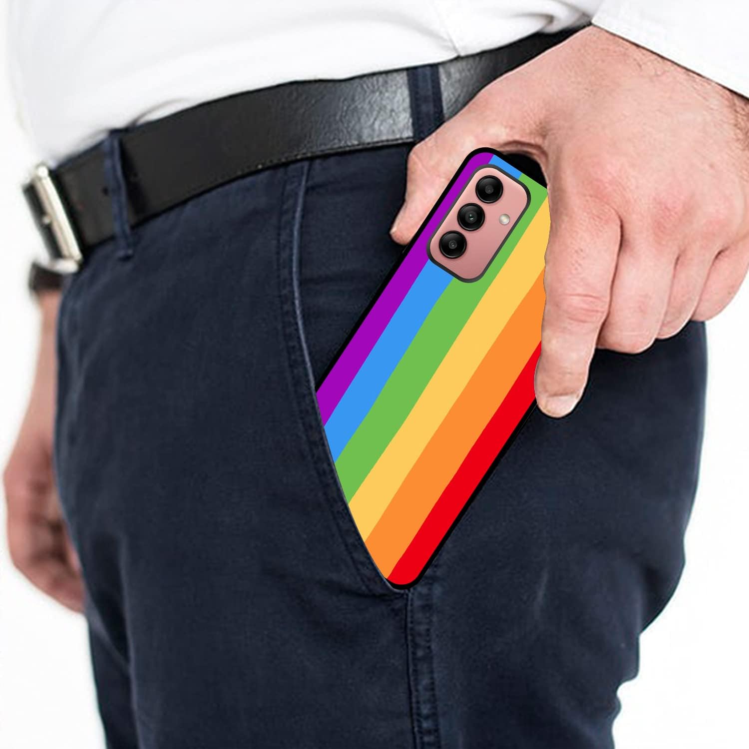 Bolster – Funda para Samsung Galaxy A13 5G, Galaxy A04s, multicolor, diseño de arco iris, de goma suave, a prueba de golpes, funda trasera para