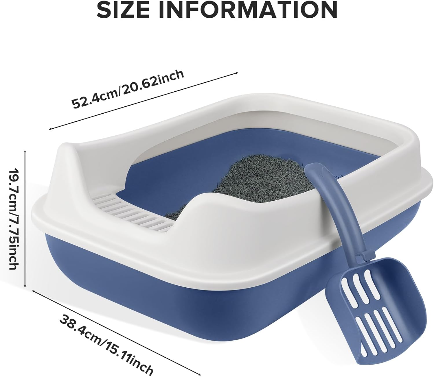 KittyClean – Caja de arena para gatos XL con estante de control, caja de arena XL para gatos grandes, caja de arena extragrande para varios gatos